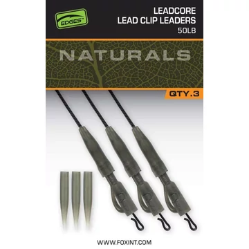 Fox EDGES Naturals Submerge Power Grip Lead Clip Leaders - Bojlis Szerelék Készlet 30lb