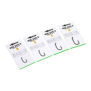 Korda BASIX Wide Gape Hooks Micro Barbless Size 2/4/6/8 - szakáll nélküli  Wide Gape horgok 2, 4, 6, 8-as méretekben