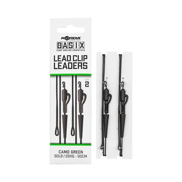 Korda BASIX Lead Clip Leaders - leadcore gubancgáncló ólomklippel és QC forgóval "Basix" sorozat