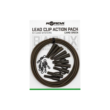 Korda BASIX Lead Clip Action Pack - ólomklipsz gubancgátlóval QC forgóval &quot;Basix&quot; sorozat 5 db-os szett