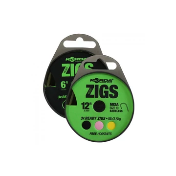 Korda Ready Zigs (240-360cm) Size 8/10/12 - készre kötött Zig szerelék 3 féle méretben 