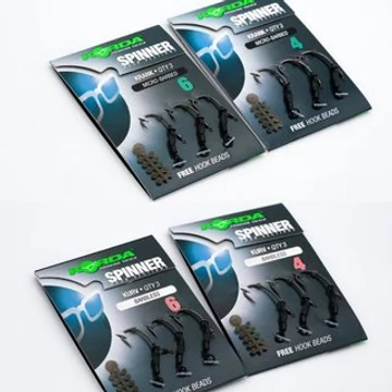 Korda Spinner Hook Sections Krank Size 4/6 Barbed/Barbless - mikro szakállas vagy szakáll nélküli előkötött Krank horog 4-es vagy 6-os méretekben