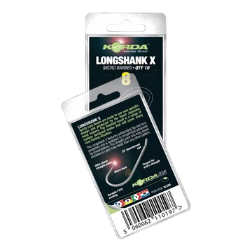 Korda LongShank X Size 2/4/6 - mikro szakállas pontyozó horog 2-4-6-os méret