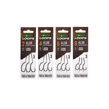 Korda Loop Rigs Klor 2 50lb 4/6 30lb Micro Barbed - cserélhető horogrész 2-es 4-es vagy 6-os Klor mikro szakállas horog a boom részekhez