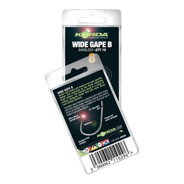 Korda Wide Gape Barbless Hook - szakáll nélküli pontyozó horog 4-8 as méret