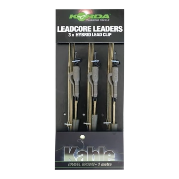 Korda Leadcore Leaders Hybrid Lead Clip Weed/Silt - 3 db leadcore gubancgátló hibrid ólomklisszel gyűrűvel ellátott forgó kapoccsal "növényzet" színben