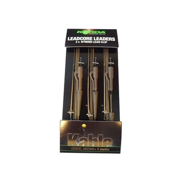 Korda Leadcore Leaders Hybrid Lead Clip Gravel - 3 db leadcore gubancgátló hibrid ólomklisszel gyűrűvel ellátott forgó kapoccsal &quot;sóder&quot; színben