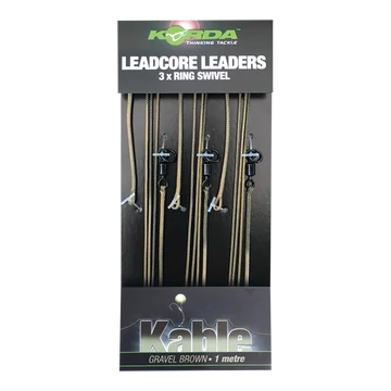 Korda Leadcore Leader Ring Swivel Gravel - ólombetétes zsinór forgóval (3db) "sóder" színben