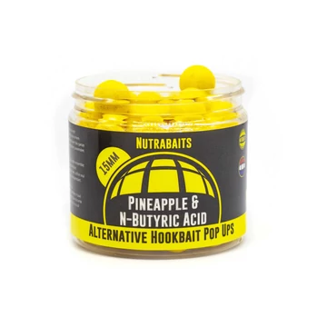 NUTRABAITS Pineapple &amp; N-Butyric Alternative Hookbaits Pop-Up 12MM, 15MM, 18MM - ananász &amp; vajsav lebegő horogcsali 3 féle méretben