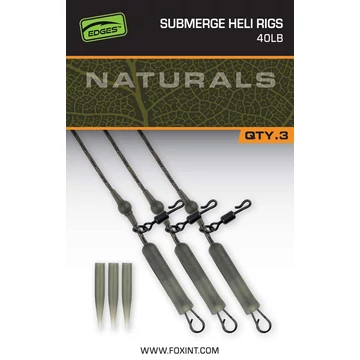 Fox Ólommentes Előkötött Leader Naturals Submerged Heli Rigs (3db) - 40lb