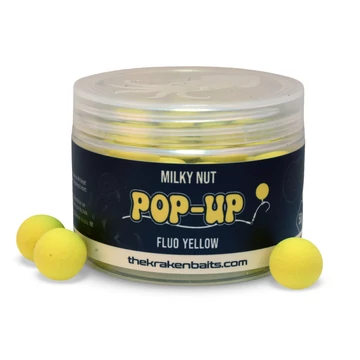 The Kraken Baits Milky Nut Fluo Yellow Pop-Ups 12/15/18mm méretekben