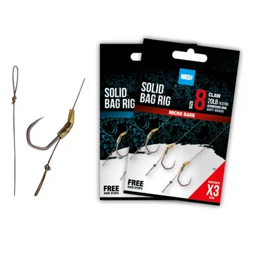Nash Előkötött Horog Solid Bag Rig Barbed (3db)