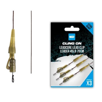 Nash Előkötött Leadcore Cling On Leadcore Lead Clip Leaders (3db) - 75cm