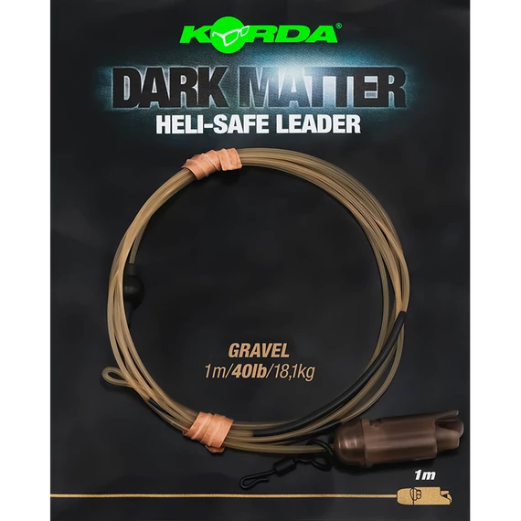 Korda Dark Matter Heli-Safe Leader Weed/Gravel/Clear 40lb - tungsten leader Heli Safe rendszerrel 3 féle színben 1 méter