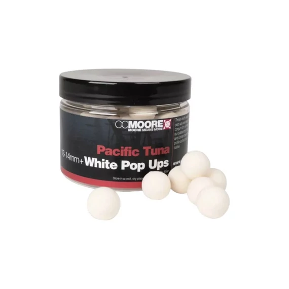 CC Moore Pacific Tuna White 14mm Pop Ups - CC Moore halas & pikáns ízvilágú, fehér színű lebegő horogcsali 14mm