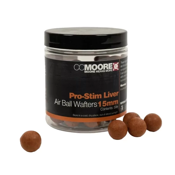 CC Moore Pro-Stim Liver 12mm, 15mm, 18mm Air Ball Wafters - CC Moore kritikusan kiegyensúlyozott, fokhagyma & kolbász & máj ízvilágú horogcsali három méretben: 12mm, 15mm,  18mm
