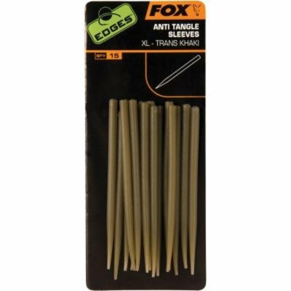 Fox Edges Anti Tangle Sleeve XL Khaki - gubancgátló előkéhez áttetsző barna színben