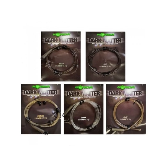 Korda Dark Matter Heli/Chod Leader 40lb Weed/Silt/Gravel/Clear/Clay - ólmozott gubancgátló leadcore helyettesítő 5 féle színben