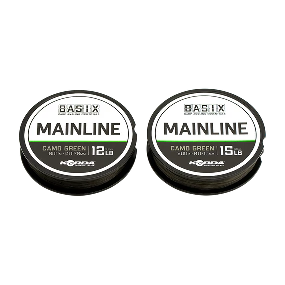 Korda BASIX Main Line 12lb/15lb - főzsinór camo zöld színben 500 méter 0,35 mm/0,40 mm 