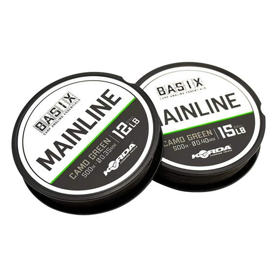 Korda BASIX Main Line 12lb/15lb - főzsinór camo zöld színben 500 méter 0,35 mm/0,40 mm 