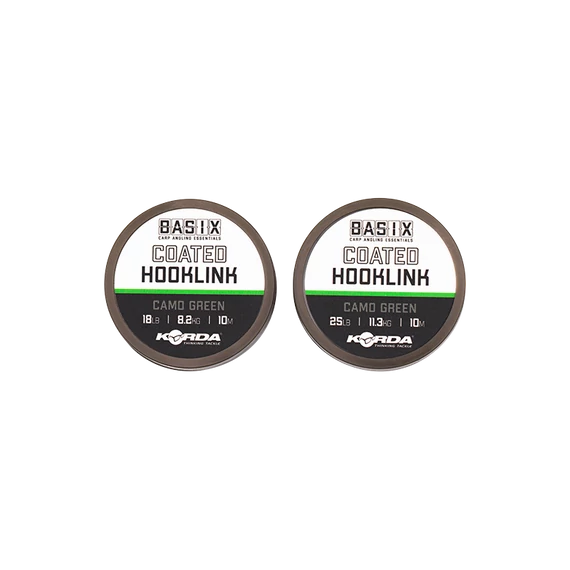 Korda BASIX Coated Hooklink 18lb / 25lb - Bevonatos előkezsinórok 18lb / 25lb erősségben, 10 méteres kiszerelésben
