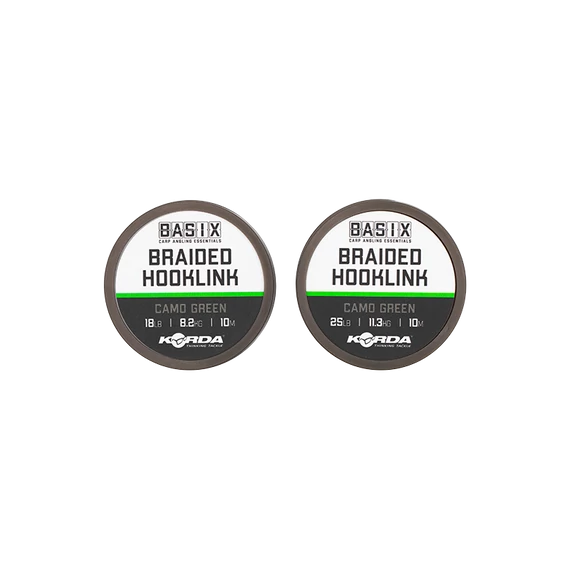 Korda BASIX Braided Hooklink 18lb / 25lb - Fonott előkék 18lb / 25lb erősségben, 10 méteres kiszerelésben