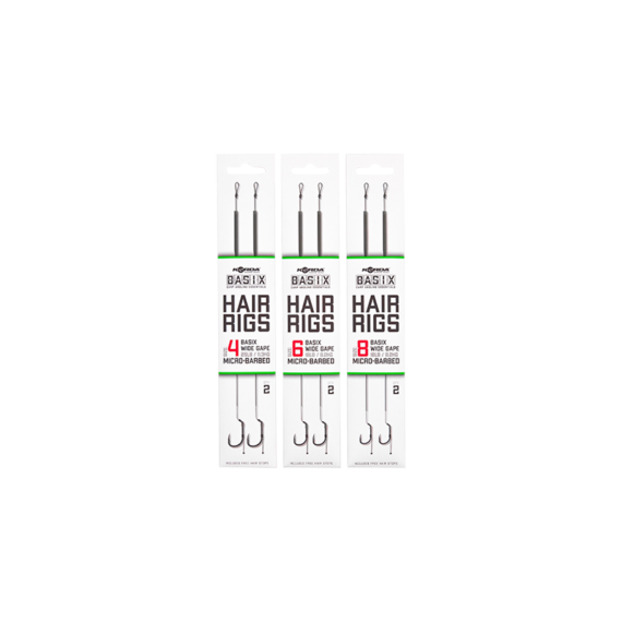 Korda BASIX Ready Tied Hair Rigs Wide Gape 4/6/8 Barbed - hajszállal kötött mikro szakállas kész horogelőkék 4, 6, 8-as Wide Gape horoggal