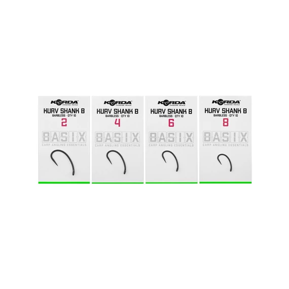 Korda BASIX Kurv Micro Barbless Size 2/4/6 - szakáll nélküli Kurv horgok 2, 4, 6-os méretekben