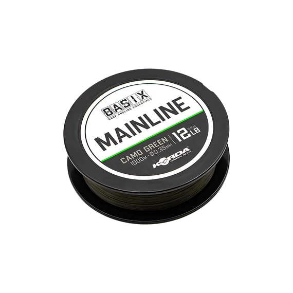 Korda BASIX Main Line 12lb/15lb - főzsinór camo zöld színben 1000 méter 0,35 mm/0,40 mm 