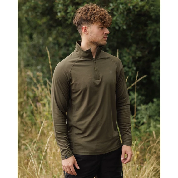 Korda Kool UPF Zip Jersey | Dark Olive S-XXXL - UV álló hosszúujjú felső S-XXXL-es méretekben