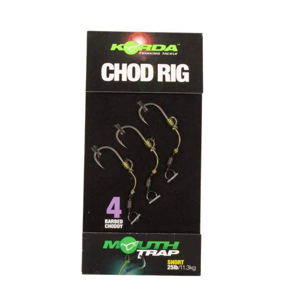 Korda Chod Rig Short Size 4 / 6 / 8 Barbed - szakállas rövid Chod szerelék 4-es, 6-os vagy 8-as méretekben