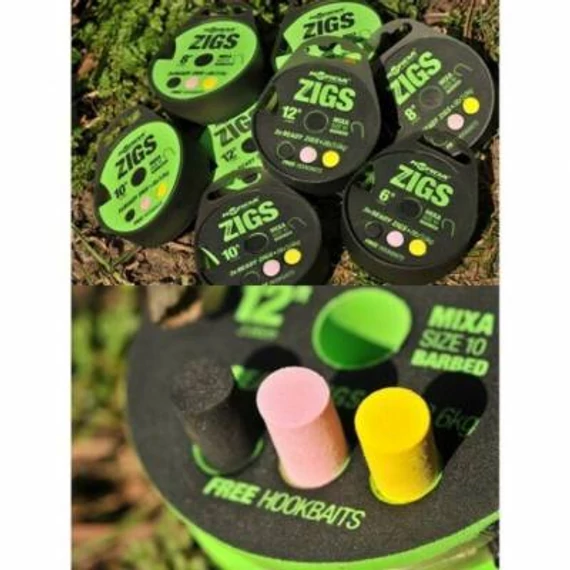 Korda Ready Zigs (240-360cm) Size 8/10/12 - készre kötött Zig szerelék 3 féle méretben 