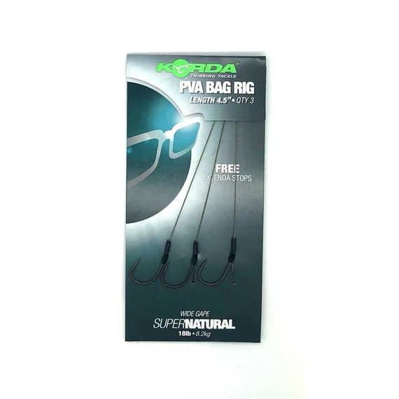 Korda Solidz PVA Bag Rig Size 8 Wide Gape 18lb - szakállas előkötött 8-as horog PVA zacskóhoz