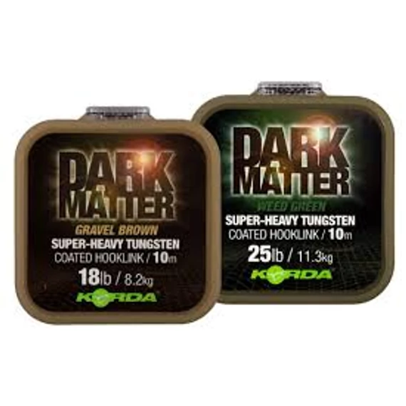 Korda Dark Matter Tungsten Coated Braid  18-25lb - bevonatos ,nehezített, előkezsinór Gravel brown (sóder) és Weed green (növényzet) színben