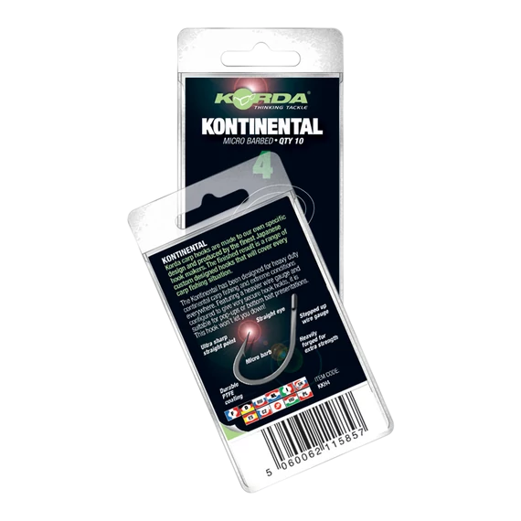Korda Kontinental Hook - mikro szakállas pontyozó horog 1- 4 es méret