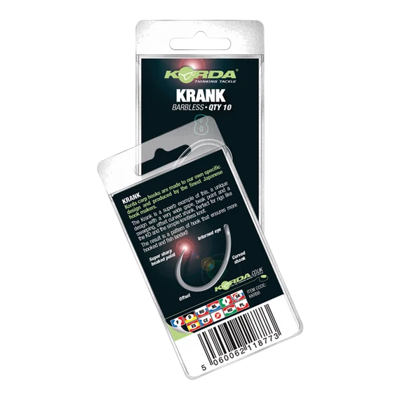 Korda Krank Hook Barbless 4-10 méretig - szakáll nélküli ponytozó horog