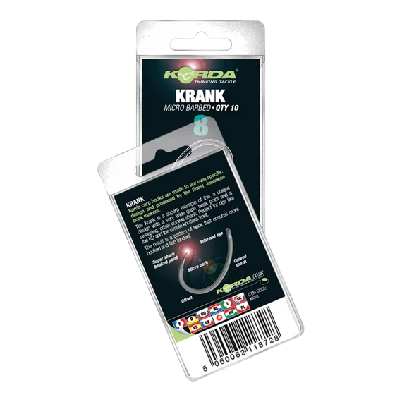 Korda Krank Hook Micro Barbed - mikro szakállas pontyozó horog 2-10-es méret