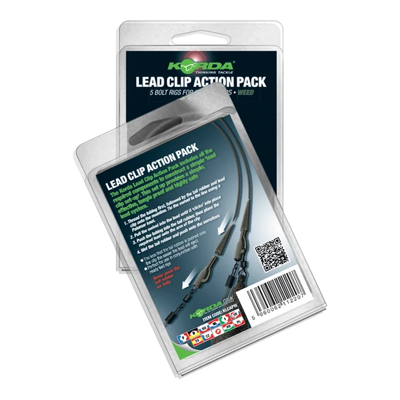 Korda Lead Clip Action Pack Silt/Weed/Gravel/Clay - komplett ólomklipszes szerelék 5 db-os szett 4 féle színben