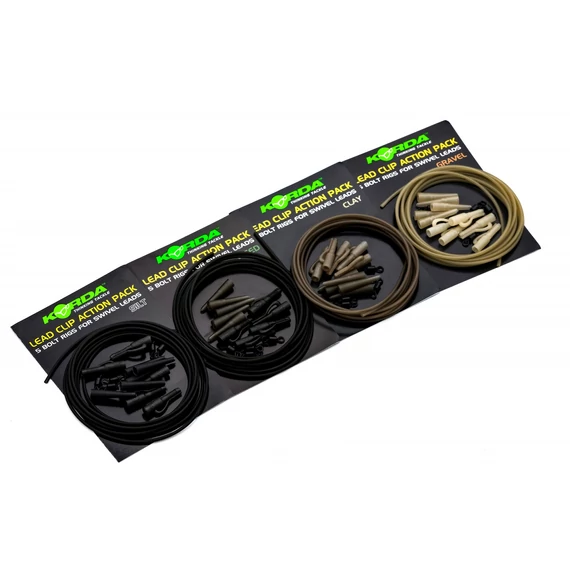 Korda Lead Clip Action Pack Silt/Weed/Gravel/Clay - komplett ólomklipszes szerelék 5 db-os szett 4 féle színben