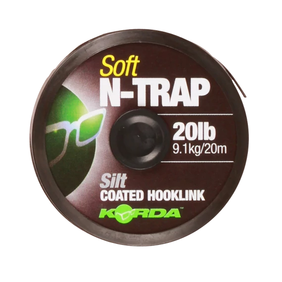 Korda N-Trap Soft Hooklink  15-20 lb - előkezsinór Gravel (sóder) , Green (zöld) , Silt (iszap) színben 20 méter