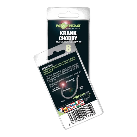 Korda Krank Choddy Micro Barbed 2-10 méretig -  mikro szakállas pontyozó horog