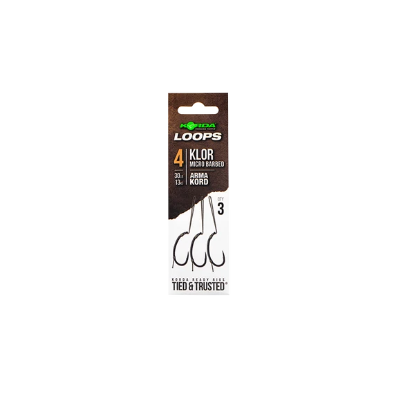 Korda Loop Rigs Klor 2 50lb 4/6 30lb Micro Barbed - cserélhető horogrész 2-es 4-es vagy 6-os Klor mikro szakállas horog a boom részekhez