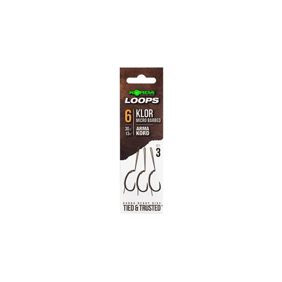 Korda Loop Rigs Klor 2 50lb 4/6 30lb Micro Barbed - cserélhető horogrész 2-es 4-es vagy 6-os Klor mikro szakállas horog a boom részekhez