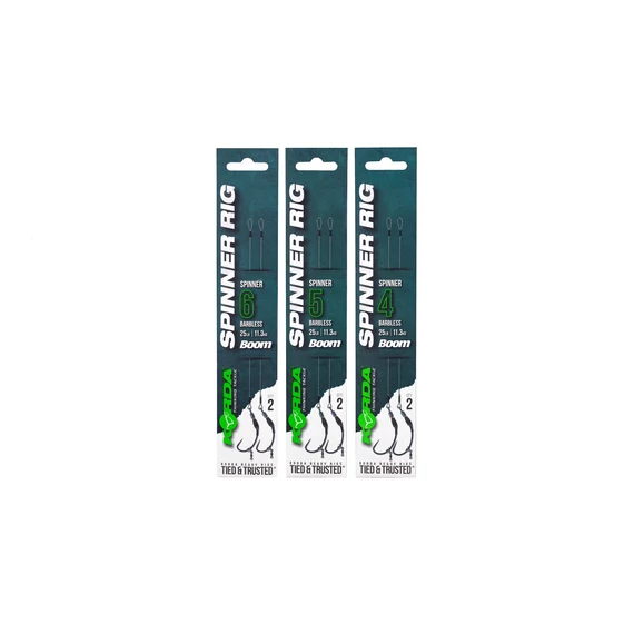 Korda Spinner Rig Spinner Barbless 4/5/6 25lb - készen kötött spinner rig 4-es, 5-ös vagy 6-os szakáll nélküli spinner horoggal