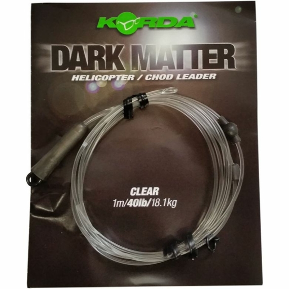 Korda Dark Matter Heli/Chod Leader 40lb Clear - ólmozott gubancgátló leadcore helyettesítő "áttetsző" színben