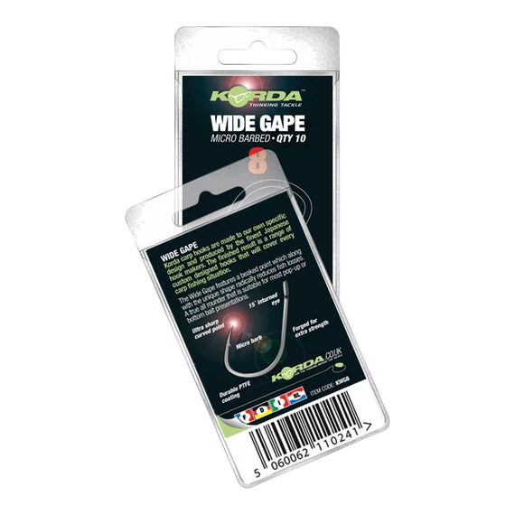 Korda Wide Gape Hook - mikro szakállas pontyozó horog 2-10 es méret