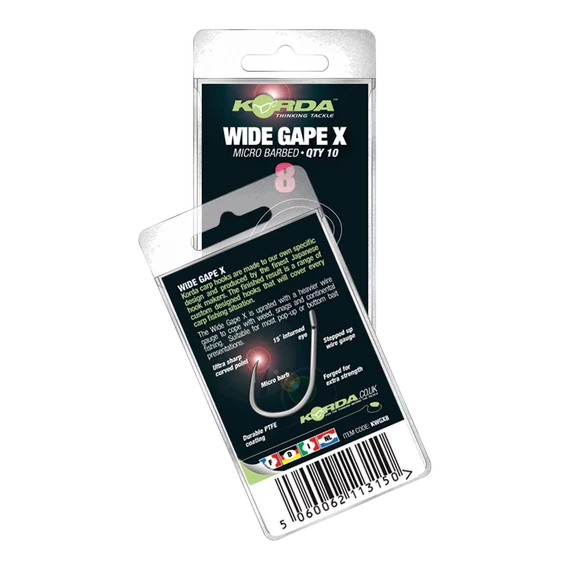 Korda Wide Gape X Hook - mikro szakállas pontyozó horog 2-6 os méret