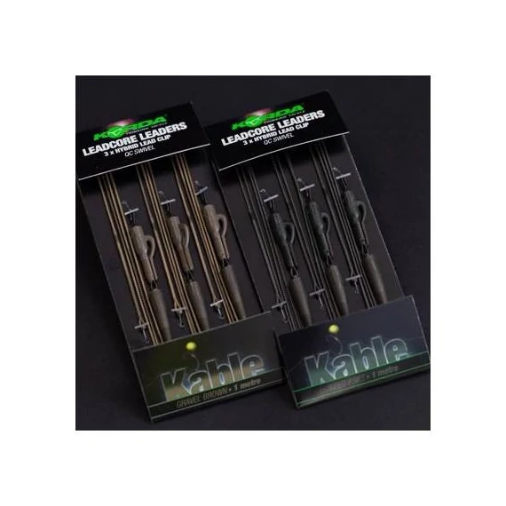 Korda Leadcore Leader Hybrid Lead Clip QC Swivel Gravel/Weed - leadcore gubancgátló hibrid ólomklisszel QC forgóval 2 féle színben