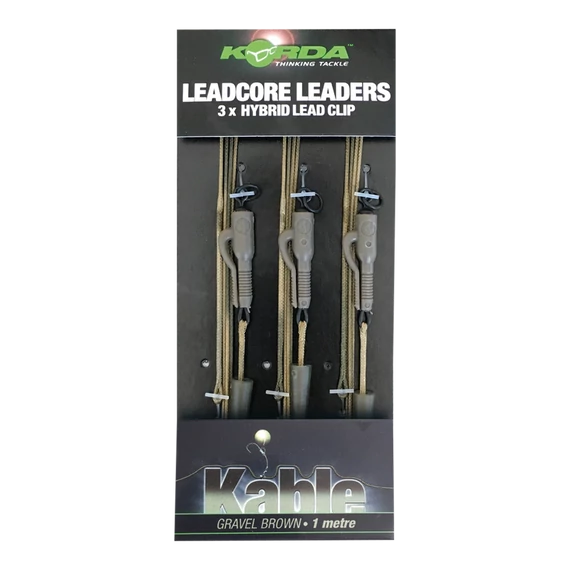 Korda Leadcore Leaders Hybrid Lead Clip Weed/Silt - 3 db leadcore gubancgátló hibrid ólomklisszel gyűrűvel ellátott forgó kapoccsal 