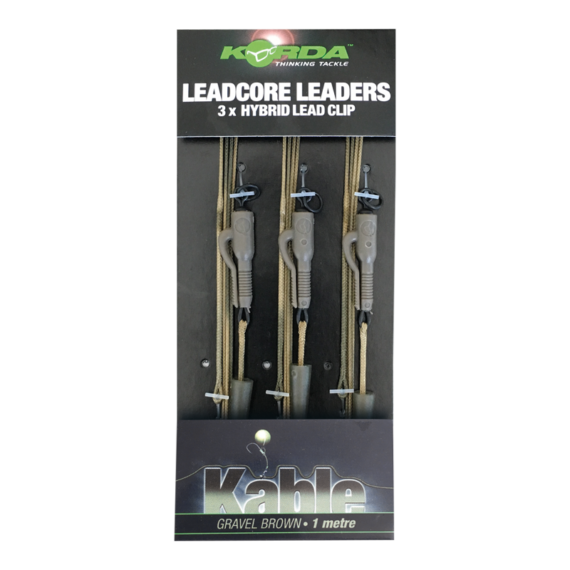 Korda Leadcore Leaders Hybrid Lead Clip Weed/Silt - 3 db leadcore gubancgátló hibrid ólomklisszel gyűrűvel ellátott forgó kapoccsal "növényzet" színben